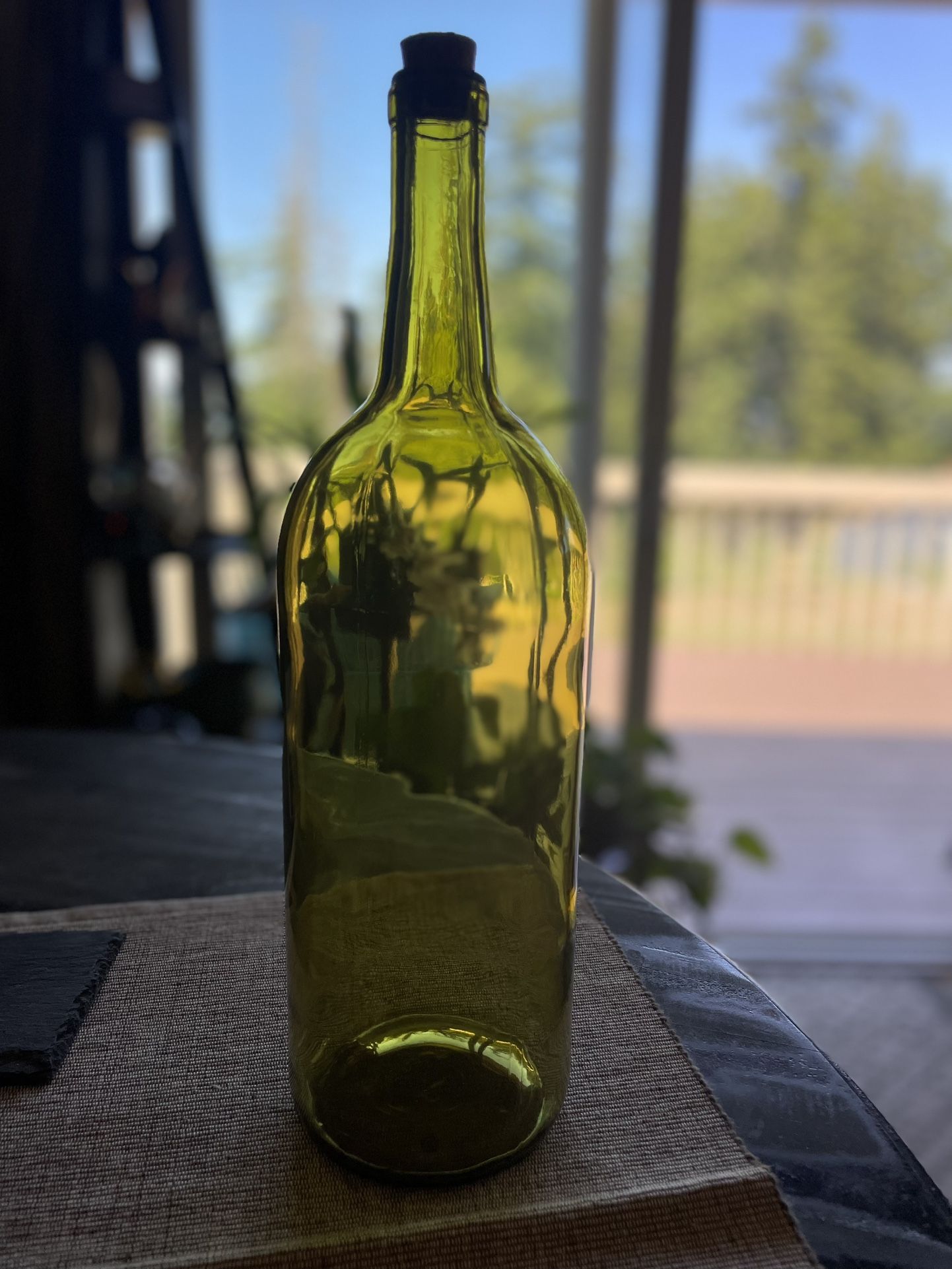 Beautiful yellow Vintage bottle with cork