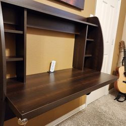 Prepac Wall Mounted Floating Desk with Storage, Espresso

