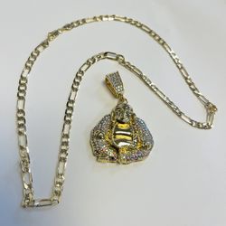 buddha pendant with 22 inch chain in 14k gold plated