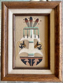 Vintage Native American Indian Sand Painting
