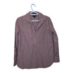 Lands End Red White Gingham Plaid 1/4 Button Women's Size 4 Dress