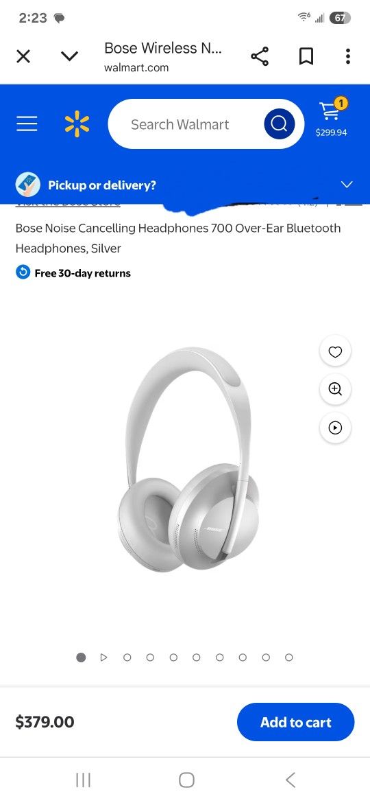 Bose Noise Cancelling Headphones 700 Over-Ear Bluetooth Headphones, Silver