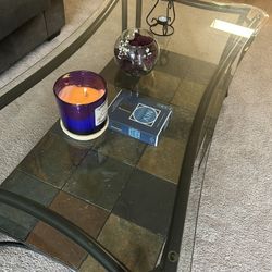 Glass and Stone Coffee Table 