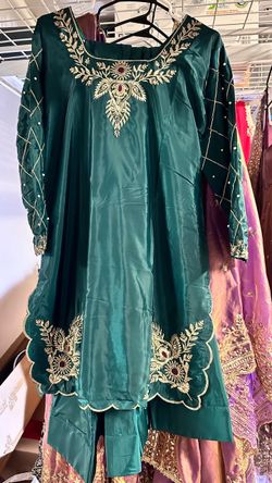 bottle green lehnga , short shirt with skirt- size M, L , XL