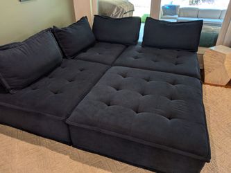 4-Piece Navy Modular Accent Chair Set – Like New (American Furniture)