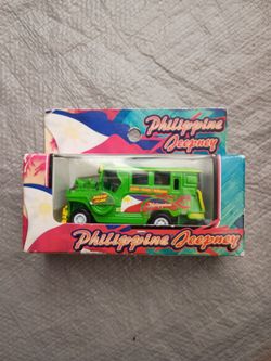 die-cast metal Philippine Jeepney model, a popular souvenir featuring "Boracay Island" branding on the side.