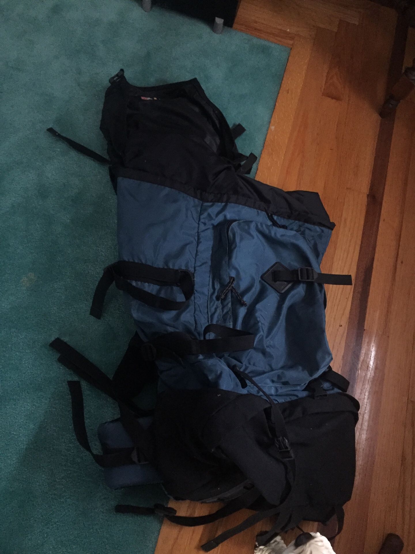 Huge inside hiking backpack with detachable day pack lid!