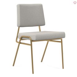 (FREE DELIVERY) West Elm Wire Frame Dining Chair (Antique Brass/Linen)