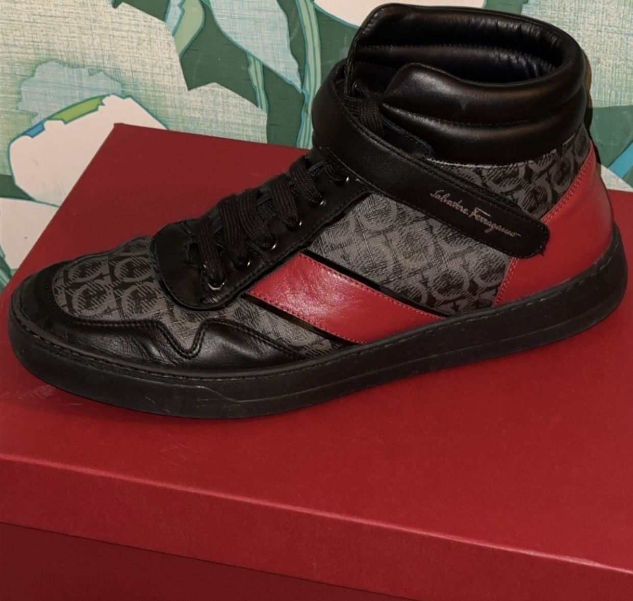 New Salvatore Ferragamo Noe 11 M Leather High Top Men Shoes Sneakers