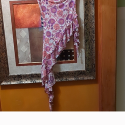 Free People Asymmetrical Ruffled Resort Blouse in Pink and Purple