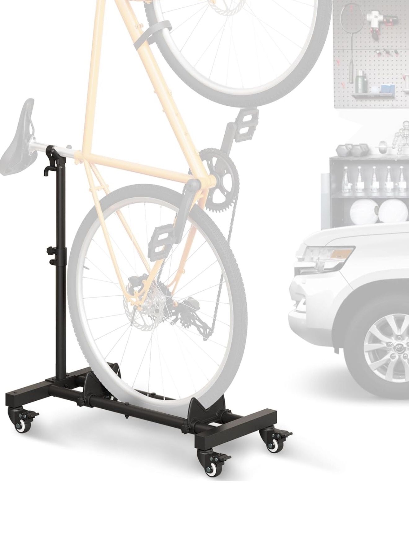 Vertical Bike Stand, Freestanding Bike Rack Garage Storage Upright Bicycle Floor Stand Indoor Bike Holder with Adjustable Height for Garage & Apartmen