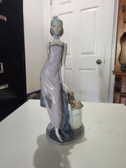 Lladro #5174 Couplet Lady Flapper Girl with Dog Retired Porcelain Spain