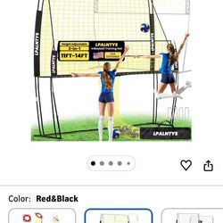 Large 2-in-1 Volleyball Training Net with 5-Height (6'5'' to 10'), 14 x 11Ft Volleyball Practice Net System Update Freely Adjustable, Portable Ball Ne