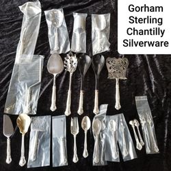 Gorham Sterling Chantilly silverware serving pieces 23 piece set