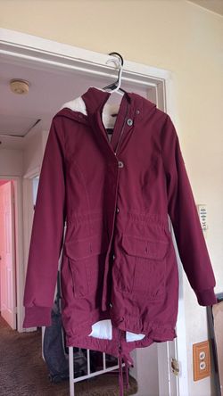 Burgundy Hooded Parka Jacket with Sherpa Lining
