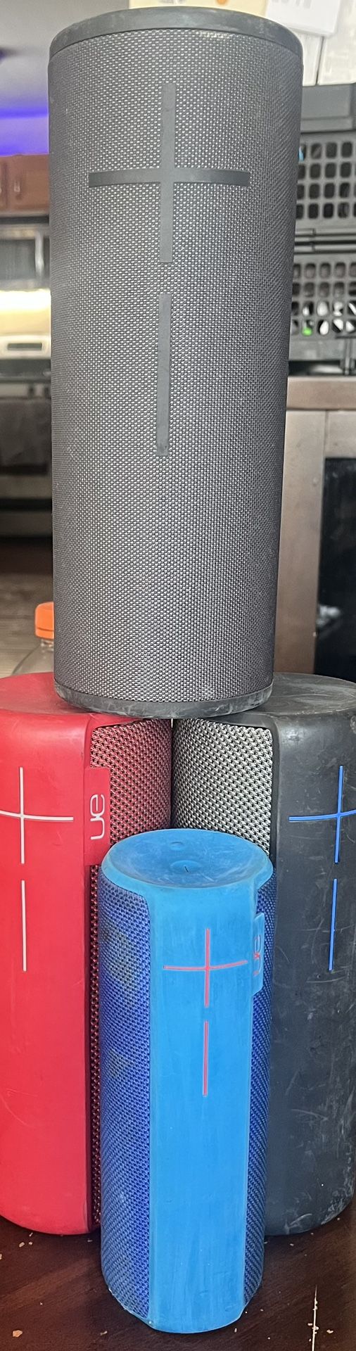 Ue MegaBoom3. Two MegaBoom2. And Boom