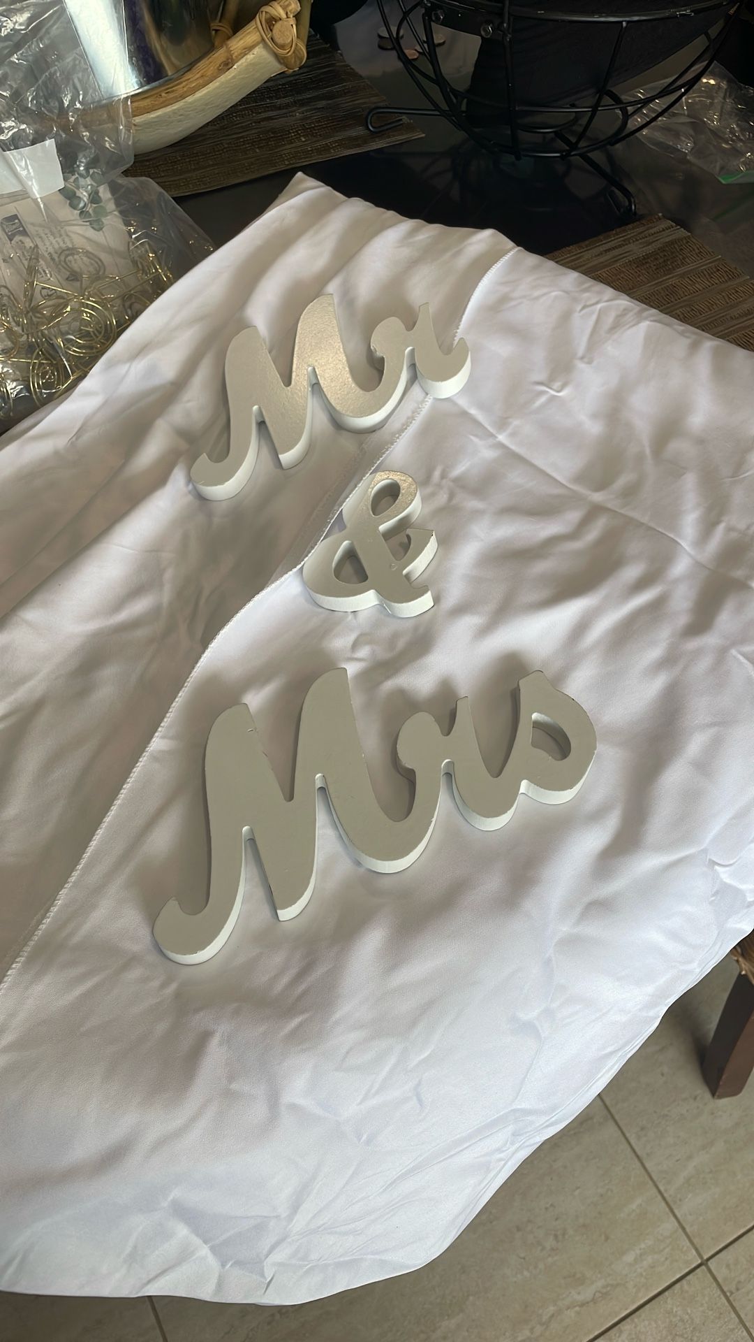 Cake, Table, Tablecloth, Head Table For Bride And Groom Tablecloth With Skirt Two Chair Covers And White With Green Bows