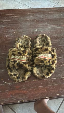 Balenciaga fur slides