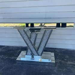 ✨ Modern Mirrored Crystal Console Table – Glam Style ✨
