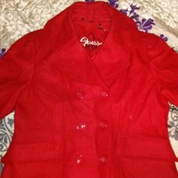 Womens Red Pea coat (Guess) New