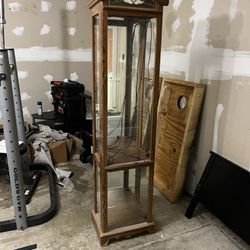 Antique Display Case With Light And Mirrored Back!
