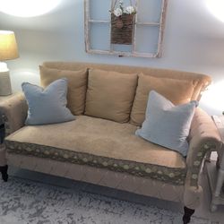 Tan Sofa Couch 80” W 44” D 39” H 