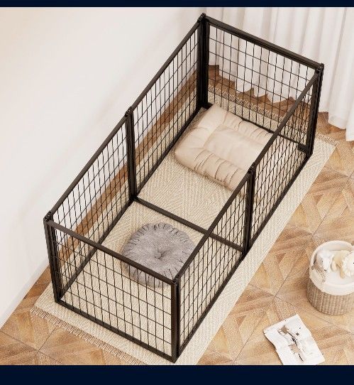 Dog Crate 63 Dog Kennel for Small Medium Dogs, Puppy Dog Playpen with Top, Pet Cage, Indoor, Black.63L x 29.9W x 31.9H.