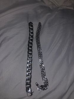 Stainless steel Cuban link and ST necklace