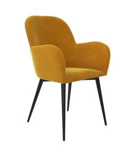 DHP Fitz Modern Accent Chair, Metal Legs, Mustard Yellow Velvet