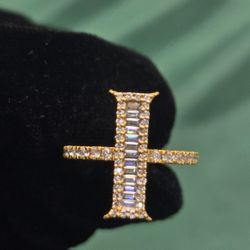 INTIAL "I" VVS D MOISSANITE  AND 925 STERLING SILVER OVER YELLOW GOLD