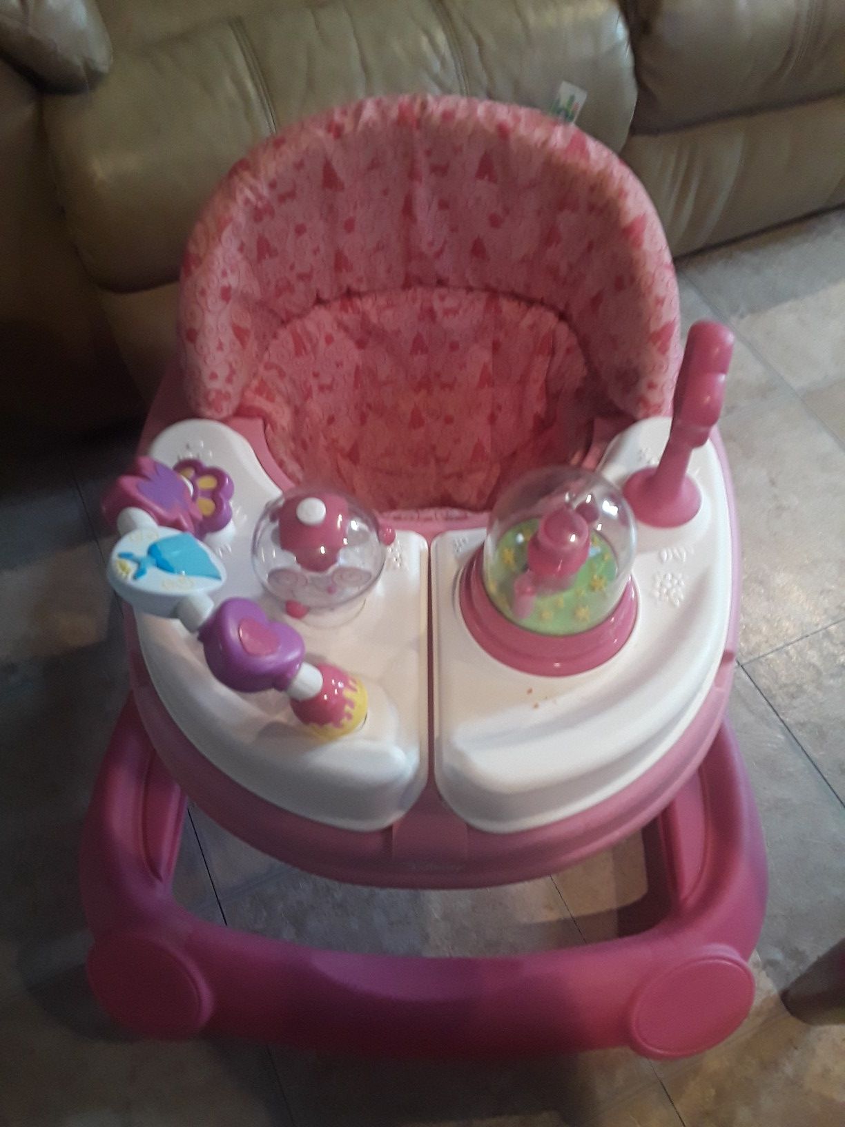 Baby girl walker, playmat and bribador
