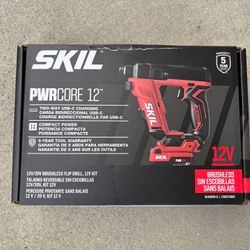 NEW SKIL PWR CORE 12/20V 1/4-in Brushless Cordless FLIP DRILL Kit