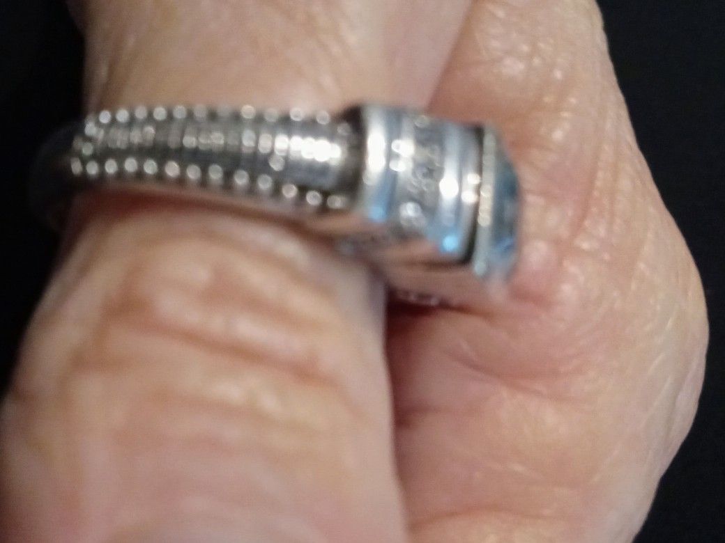 Blue Topaz/Diamond Ring