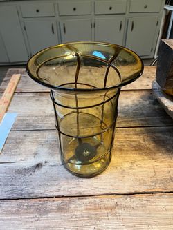 Amber glass candle holder
