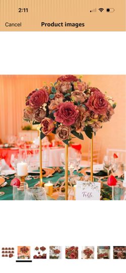 10 Bouquets Fall Flowers Artificial Peonies, Fall Centerpieces for Tables Silk Burnt Orange Flowers Floral Arrangements for Wedding Home Decor Fall Ce