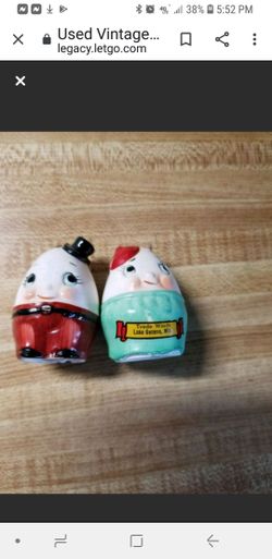 Vintage 1950'S Ceramic Humpty Dumpty Egg Salt & Pepper Shakers
