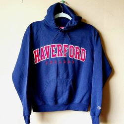 Champion authentic apparel Haverford college hoodies sweater Sweatshirt Top long sleeve Women's S