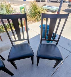 Set of Black Faux Leather Chairs