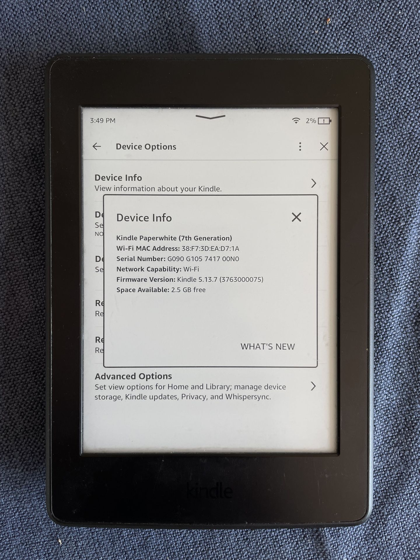 Amazon Kindle Paperwhite 7th Generation 4gb