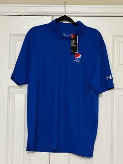 NEW w/ Tags UNDER ARMOUR Heat Gear LARGE GOLF POLO PEPSI logo Shirt