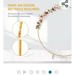 (Qty 2 ) 7.2 Gold Metal Round Backdrop  Arch 