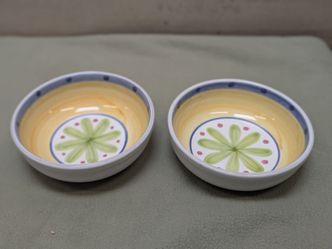 Vintage Caleca Italy Hand Painted Ceramic Bowls - Set of 2