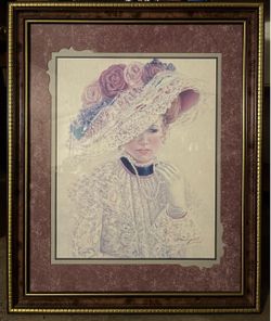 Victorian Lady Print Tru God’s Grace ( or sometimes “ The Garden Party “ by Bettie Hebert- Felder “ Lace& Roses Hat”