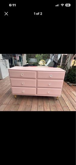 Pink 6 drawer dresser for sale