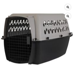 Vibrant Life Pet Kennel Small/Medium 28" Dog Crate, Plastic Travel Pet Carrier for Pets 20-30 lb, Grey