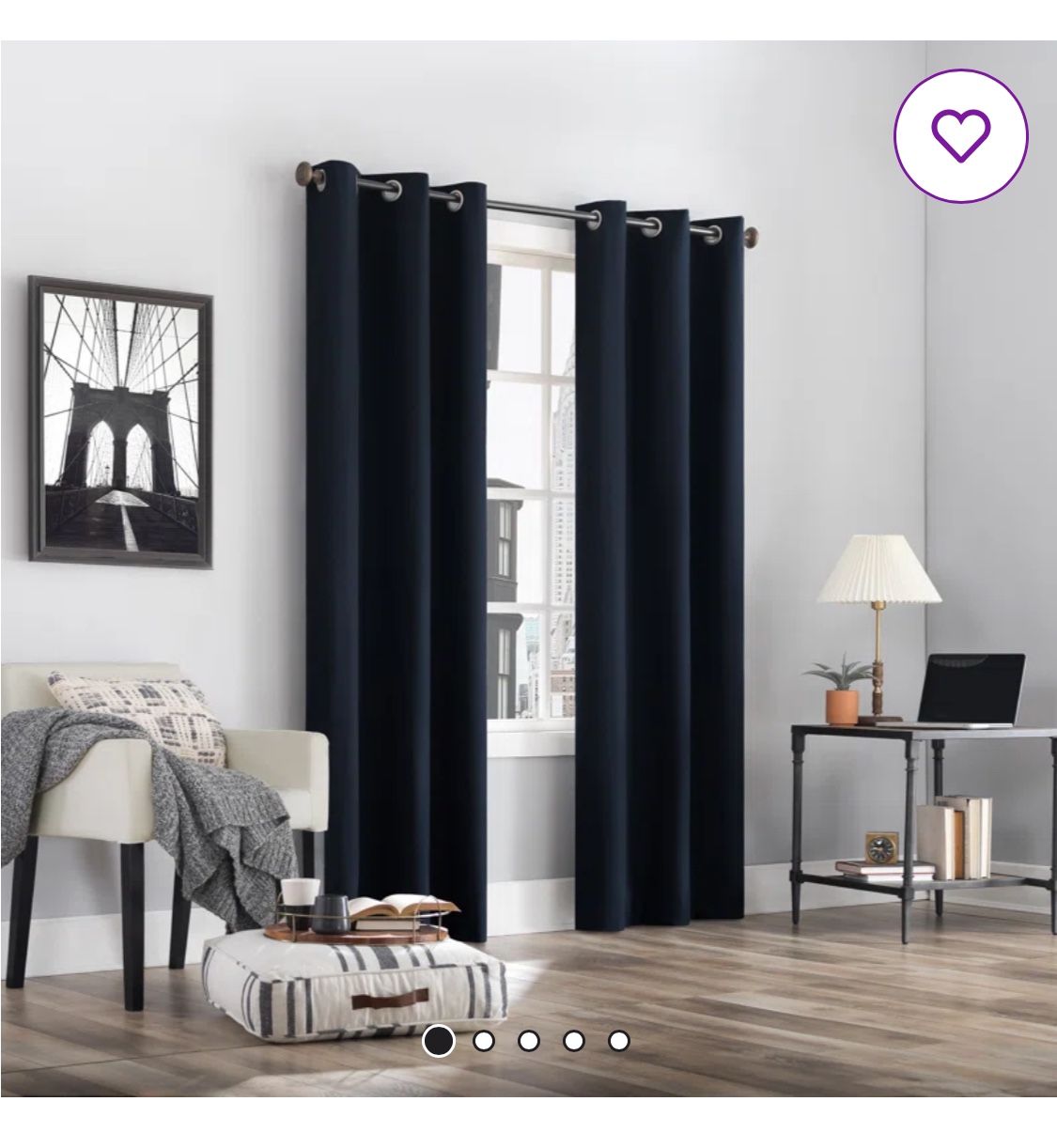 Two Wayfair Dark Blue Blackout Curtain Panels