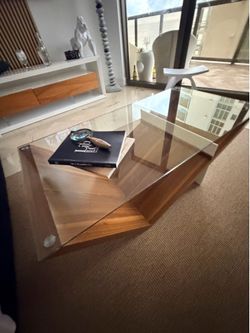 Glass and Wood Coffee Table