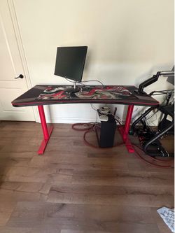 Red and black desk