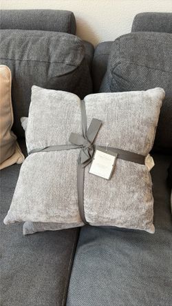 2 grey decorative pillows