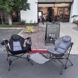 In Box Hammock Camping Chair, Retractable Footrest, Adjustable Back, Cup Holder & Carry Bag. Beige, Blue, Gray. 400 Weight Capa